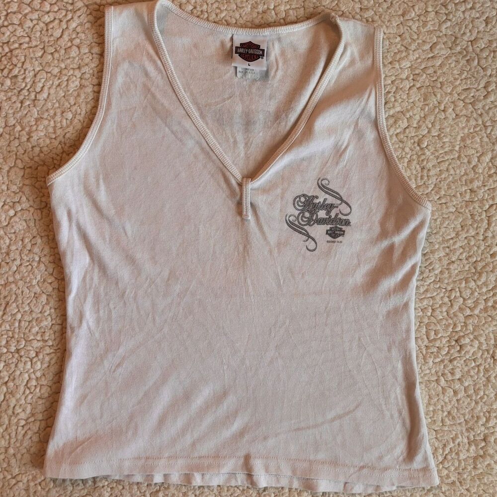 Harley Davidson Tank - Women's Large Tank Top Riverside California Vintage Y2K